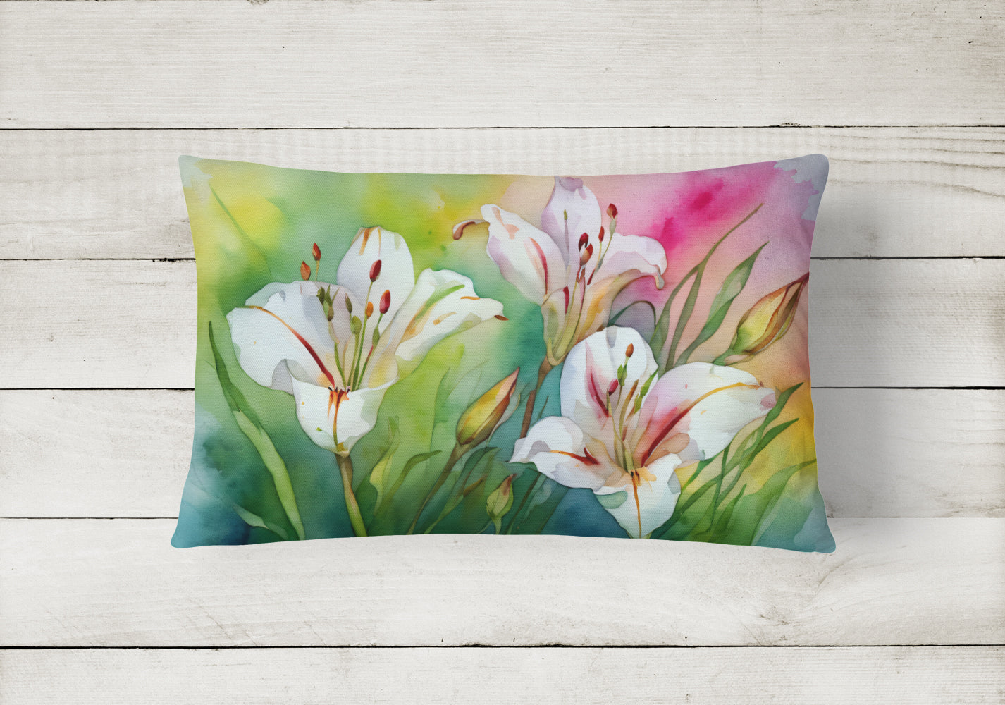 Buy this Utah Sego Lilies in Watercolor Fabric Decorative Pillow