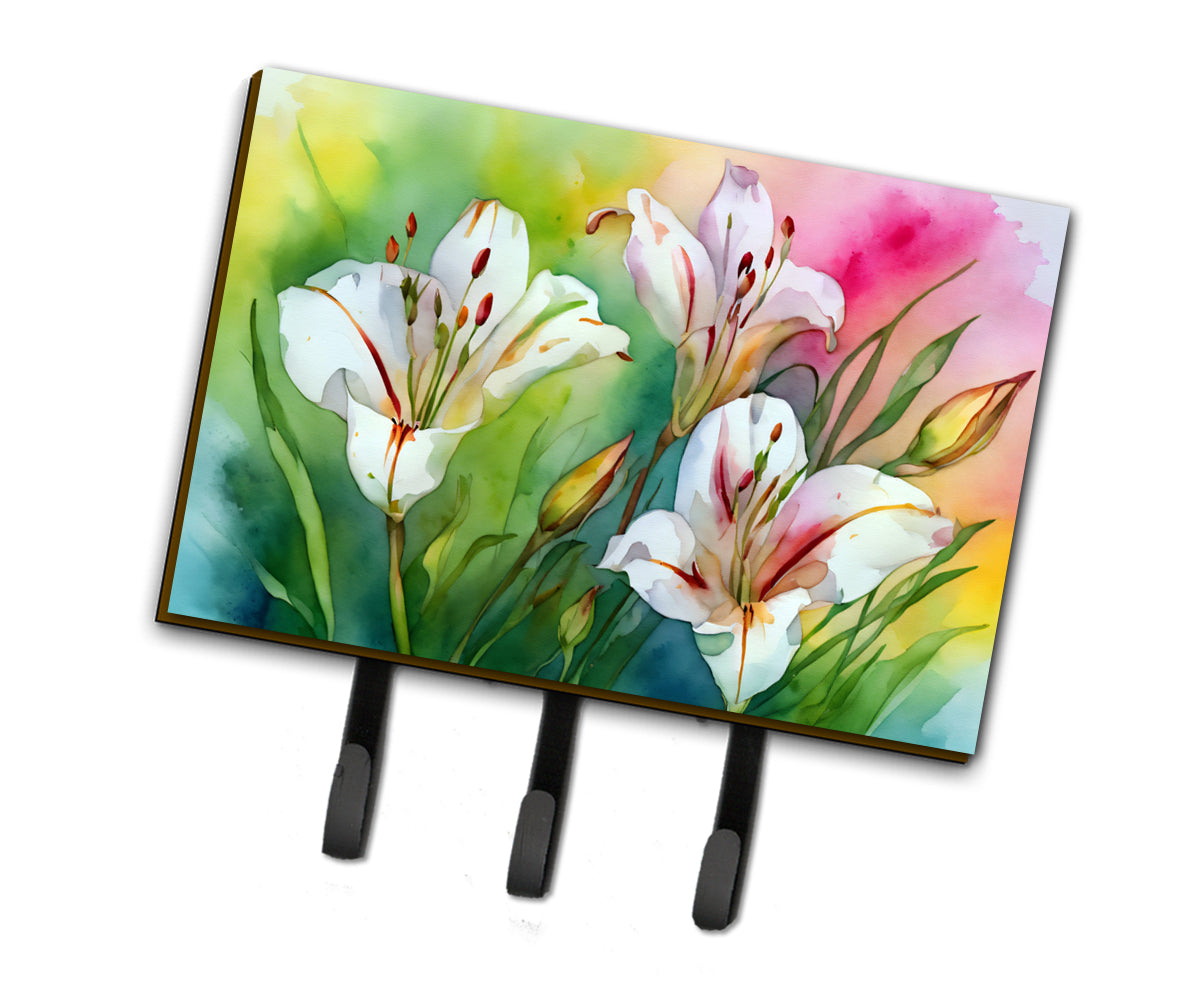 Buy this Utah Sego Lilies in Watercolor Leash or Key Holder