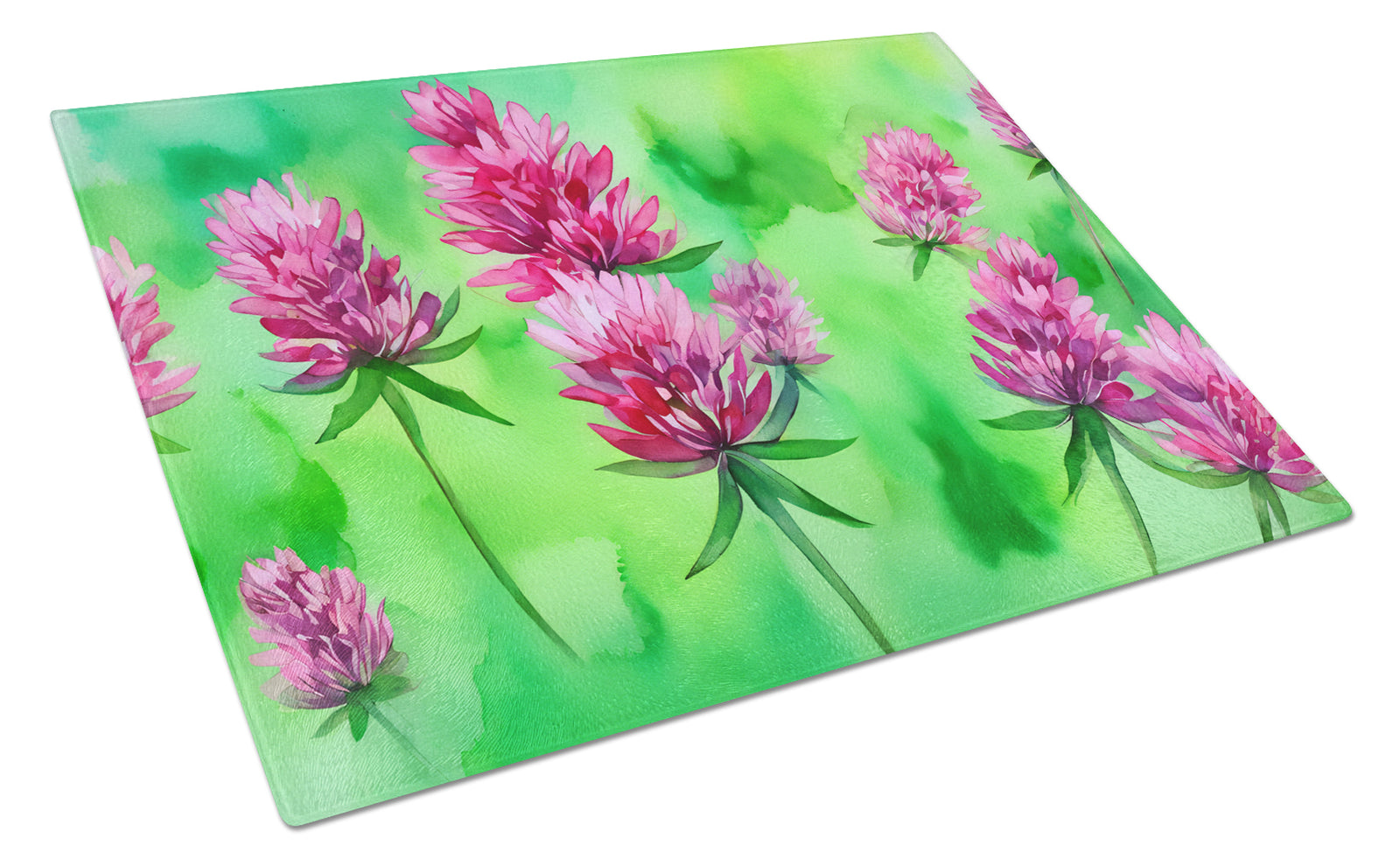 Buy this Vermont Red Clover in Watercolor Glass Cutting Board Large