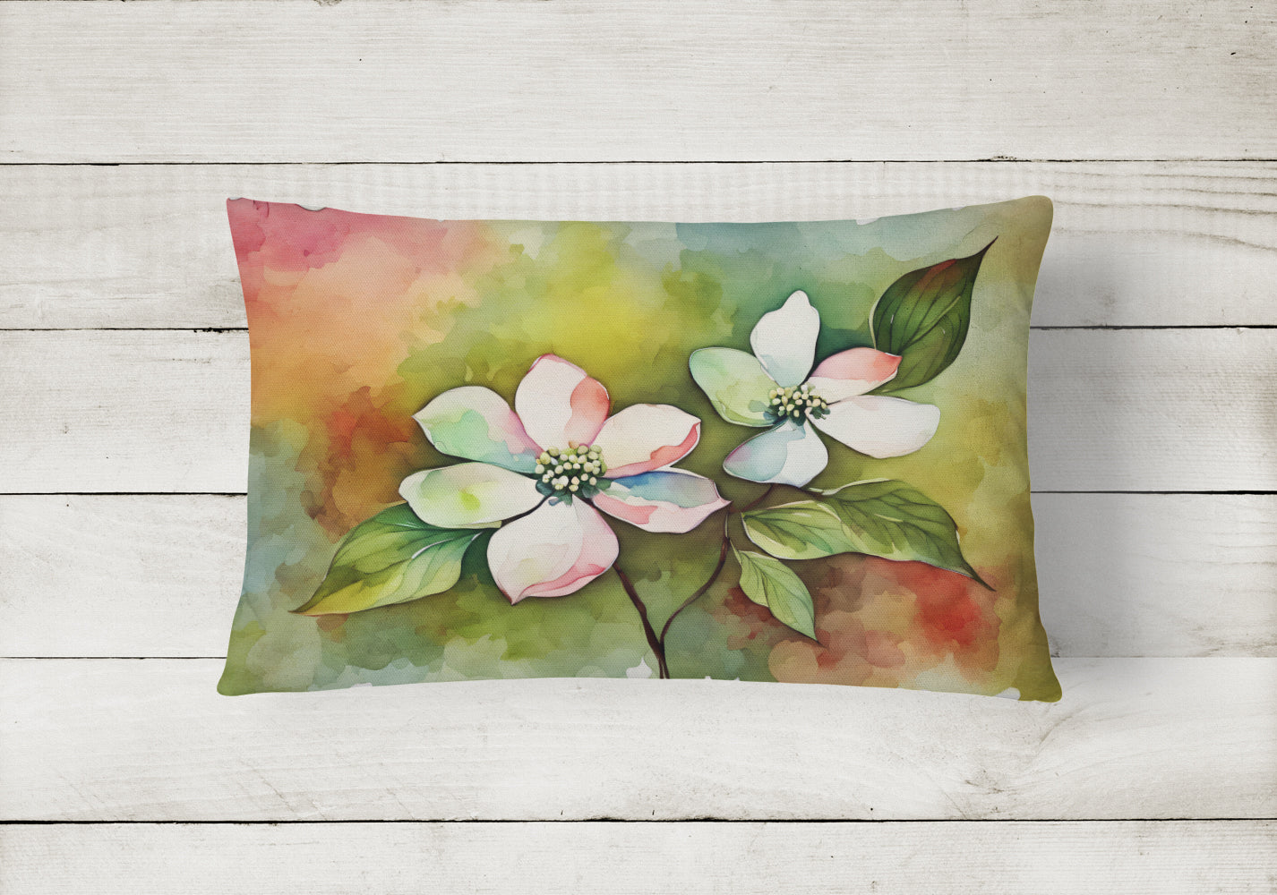Buy this Virginia American Dogwood in Watercolor Fabric Decorative Pillow