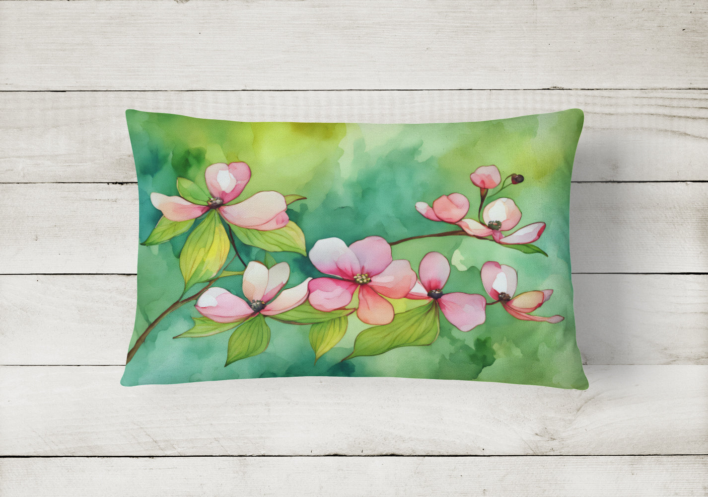 Buy this Virginia American Dogwood in Watercolor Fabric Decorative Pillow