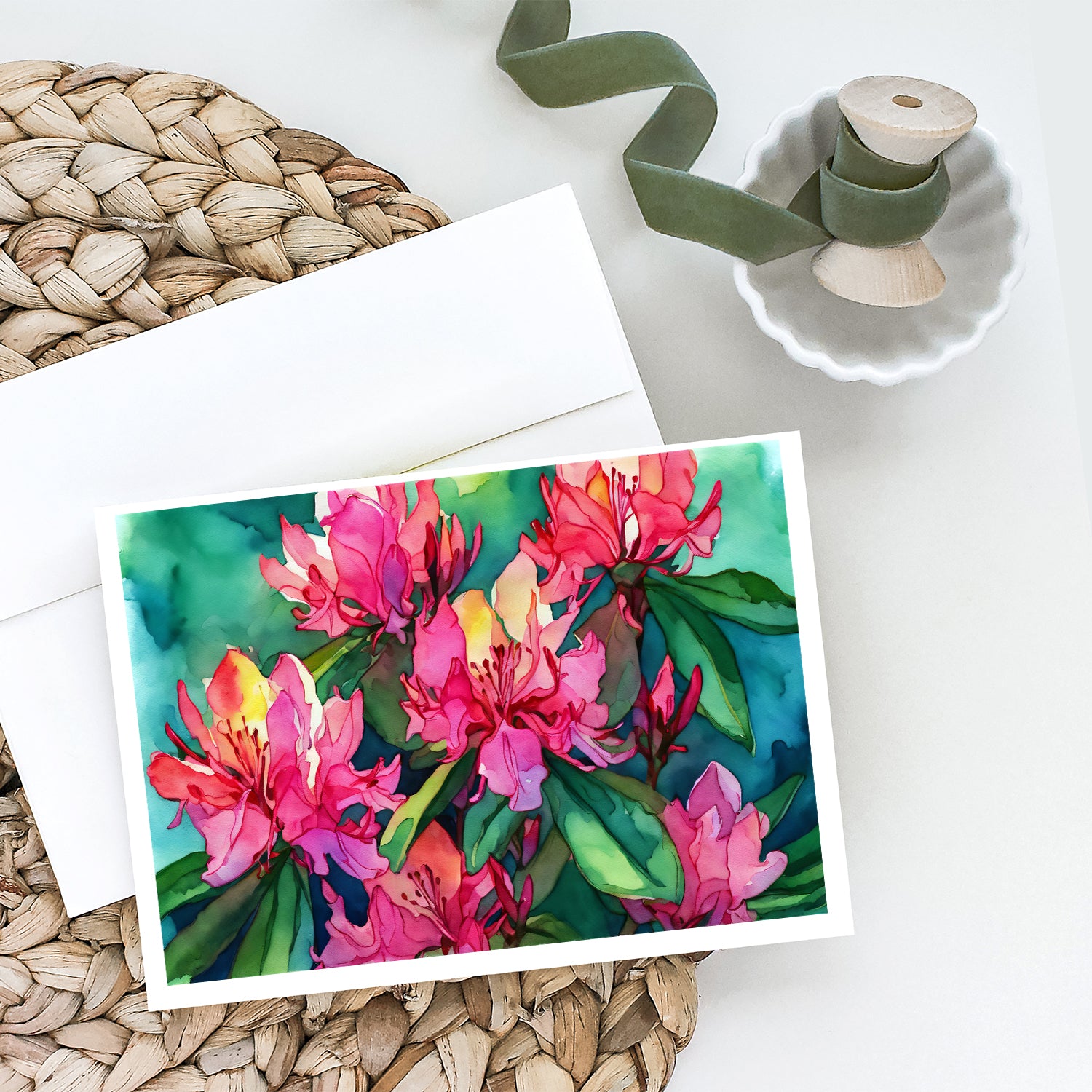 Buy this West Virginia Rhododendrons in Watercolor Greeting Cards and Envelopes Pack of 8