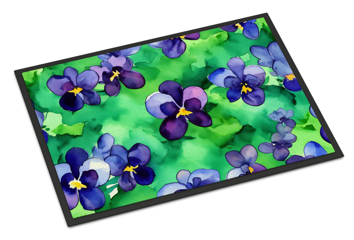 Buy this Wisconsin Wood Violets in Watercolor Indoor or Outdoor Mat 24x36