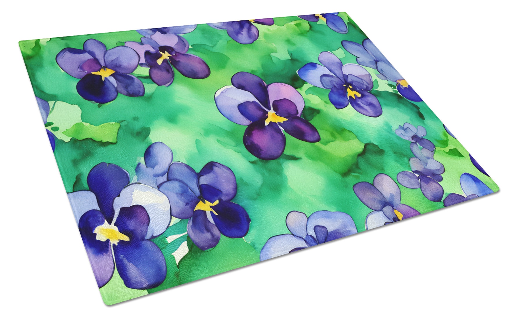 Buy this Wisconsin Wood Violets in Watercolor Glass Cutting Board Large