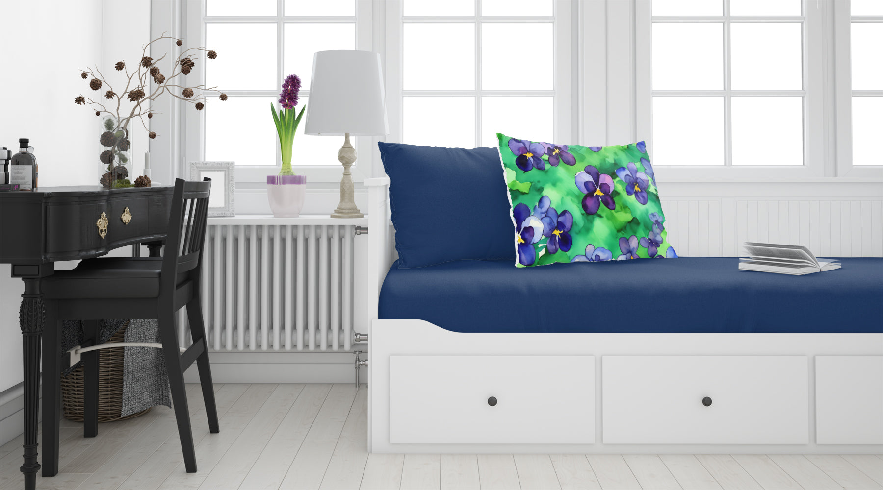 Wisconsin Wood Violets in Watercolor Fabric Standard Pillowcase