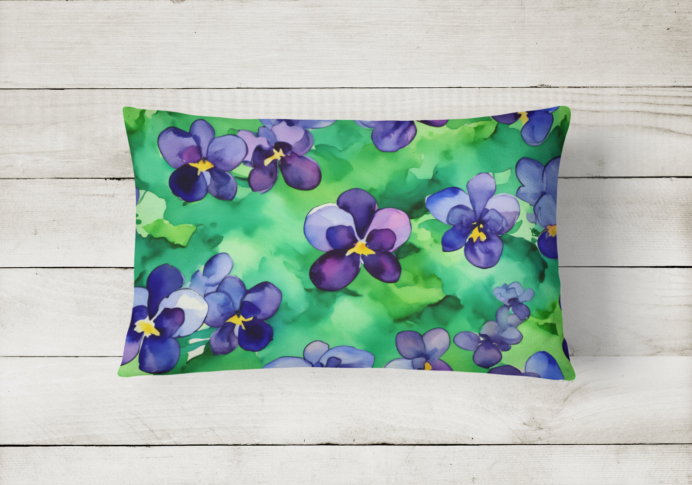 Wisconsin Wood Violets in Watercolor Fabric Decorative Pillow