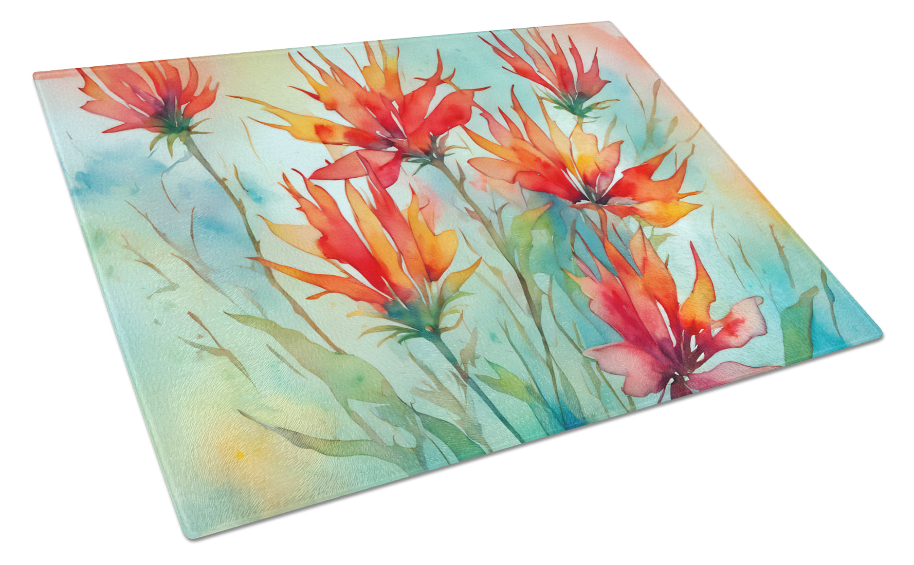 Buy this Wyoming Indian Paintbrush in Watercolor Glass Cutting Board Large