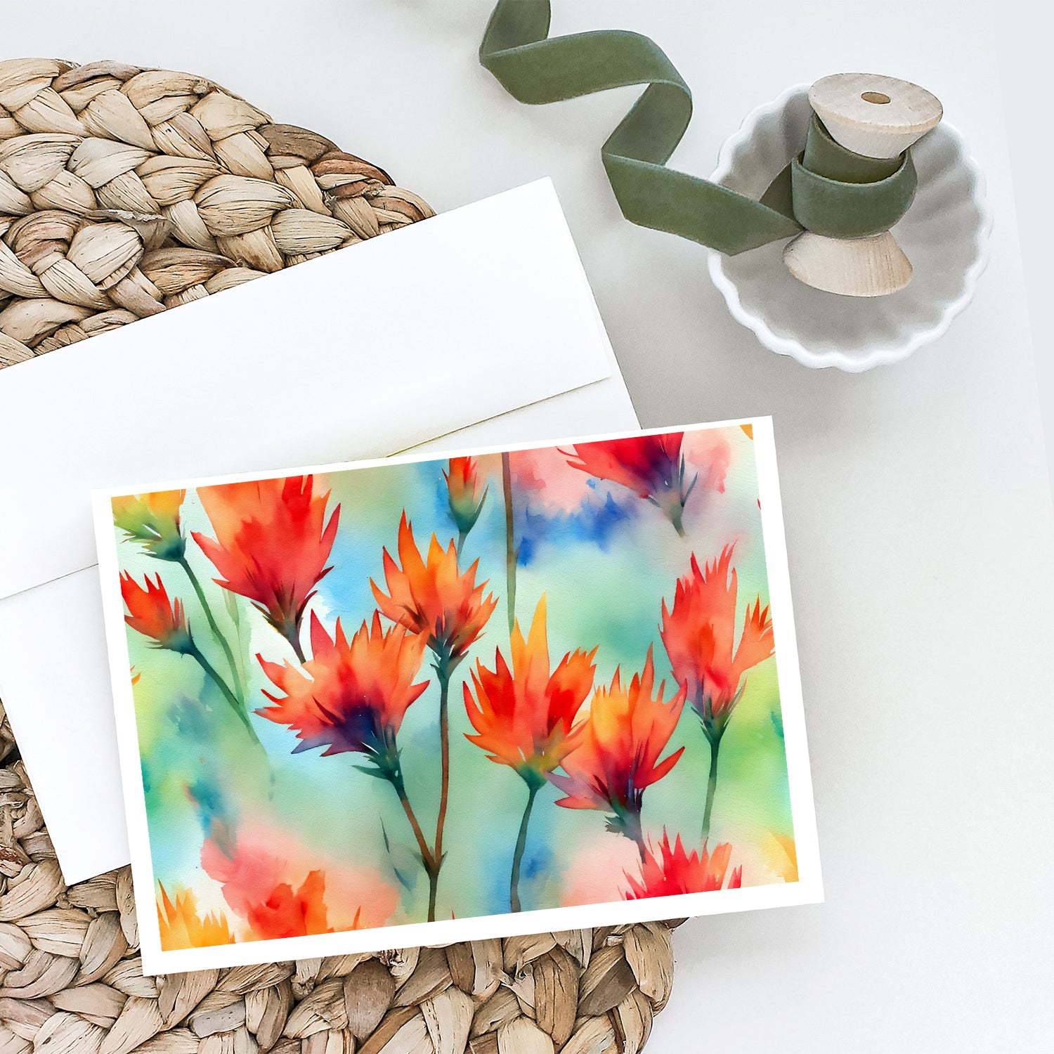 Buy this Wyoming Indian Paintbrush in Watercolor Greeting Cards and Envelopes Pack of 8