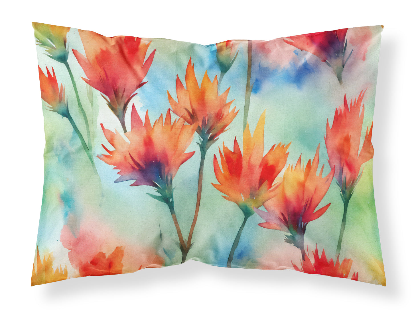 Caroline's Treasures Wyoming Indian Paintbrush in Watercolor Fabric Standard Pillowcase – Artistic Decorative Front, White Back