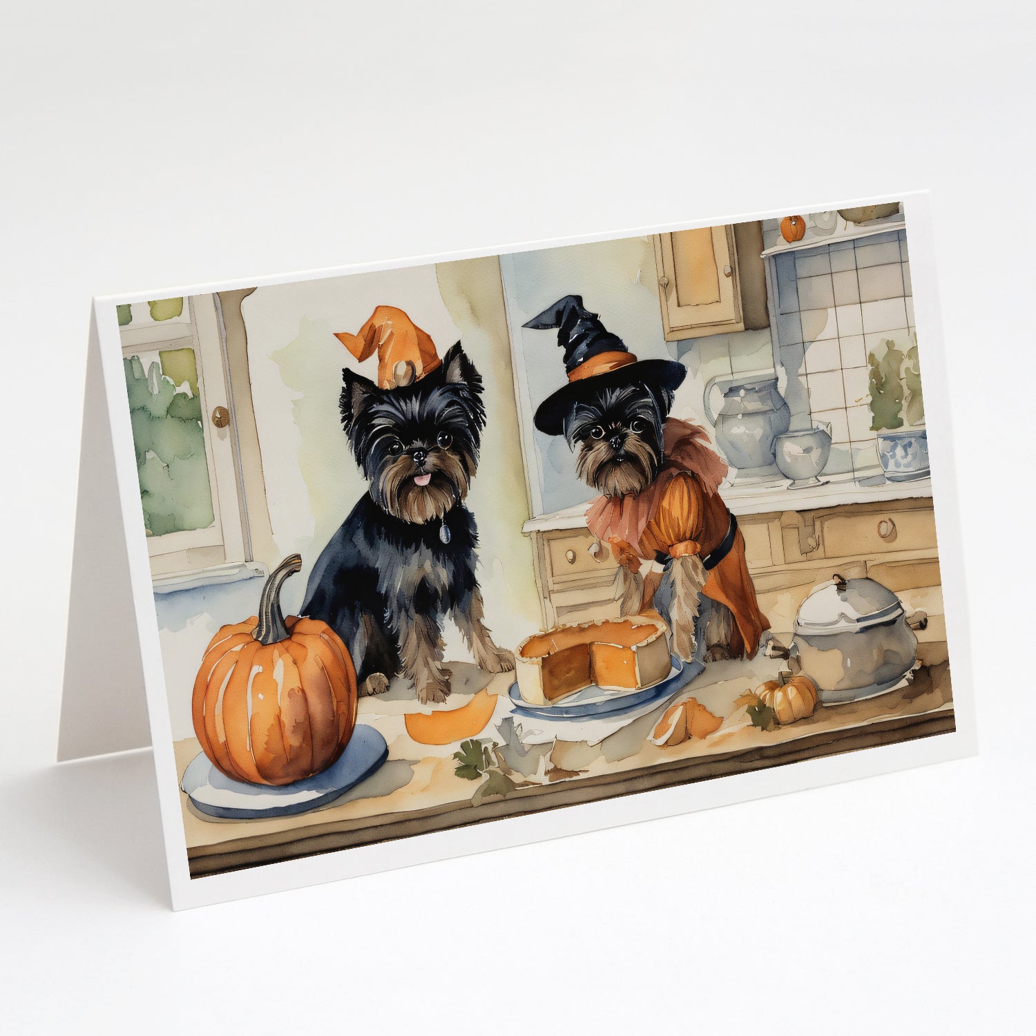 Buy this Affenpinscher Fall Kitchen Pumpkins Greeting Cards and Envelopes Pack of 8