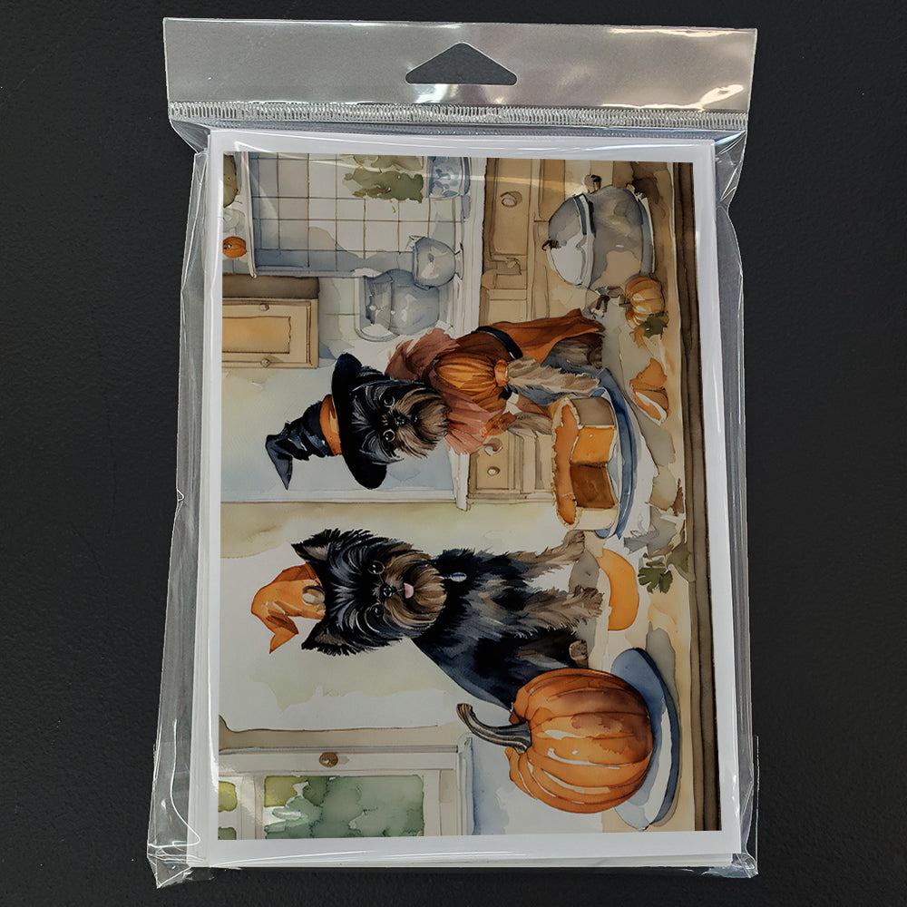 Affenpinscher Fall Kitchen Pumpkins Greeting Cards and Envelopes Pack of 8