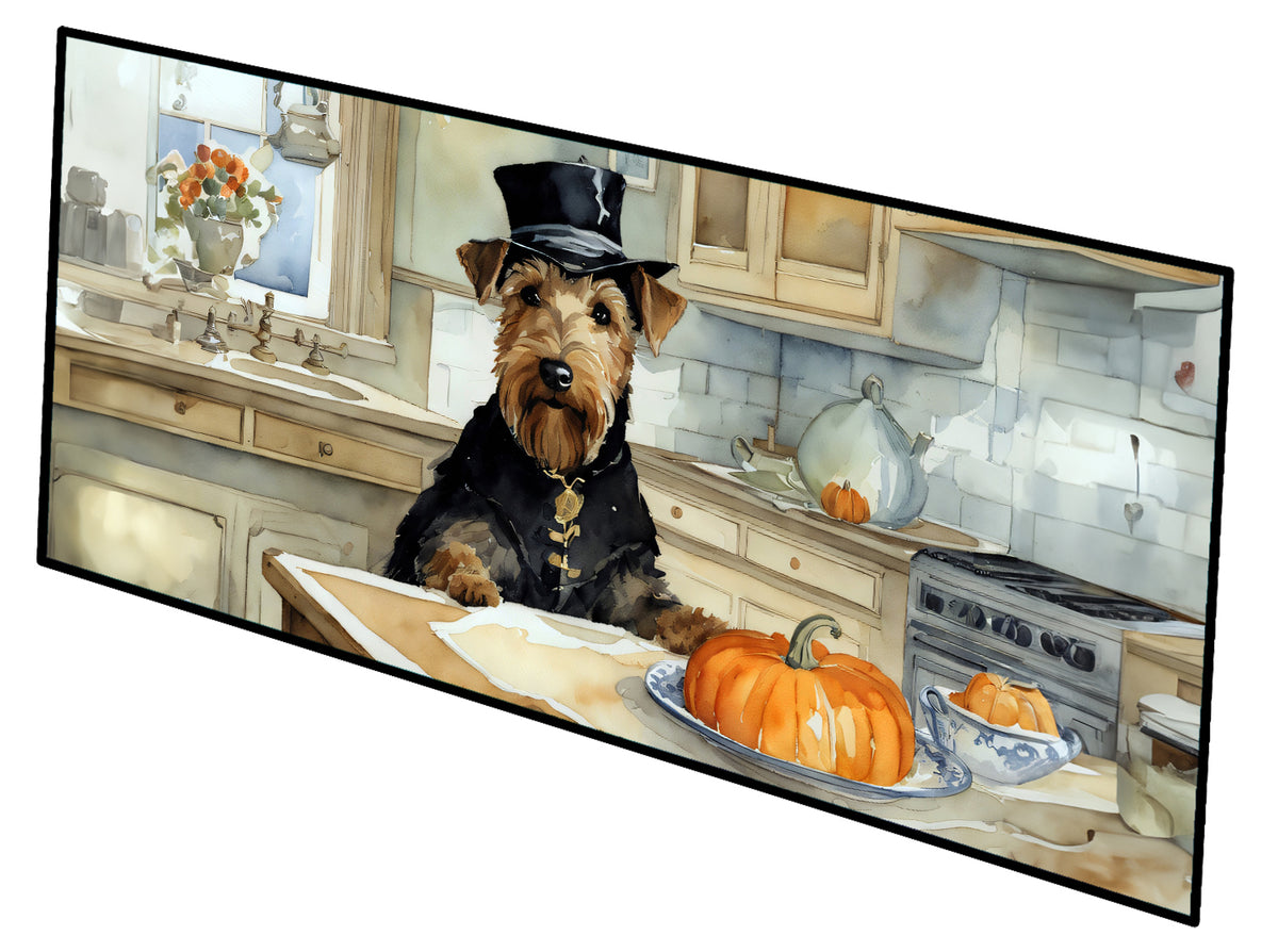 Buy this Airedale Terrier Fall Kitchen Pumpkins Runner Mat 28x58