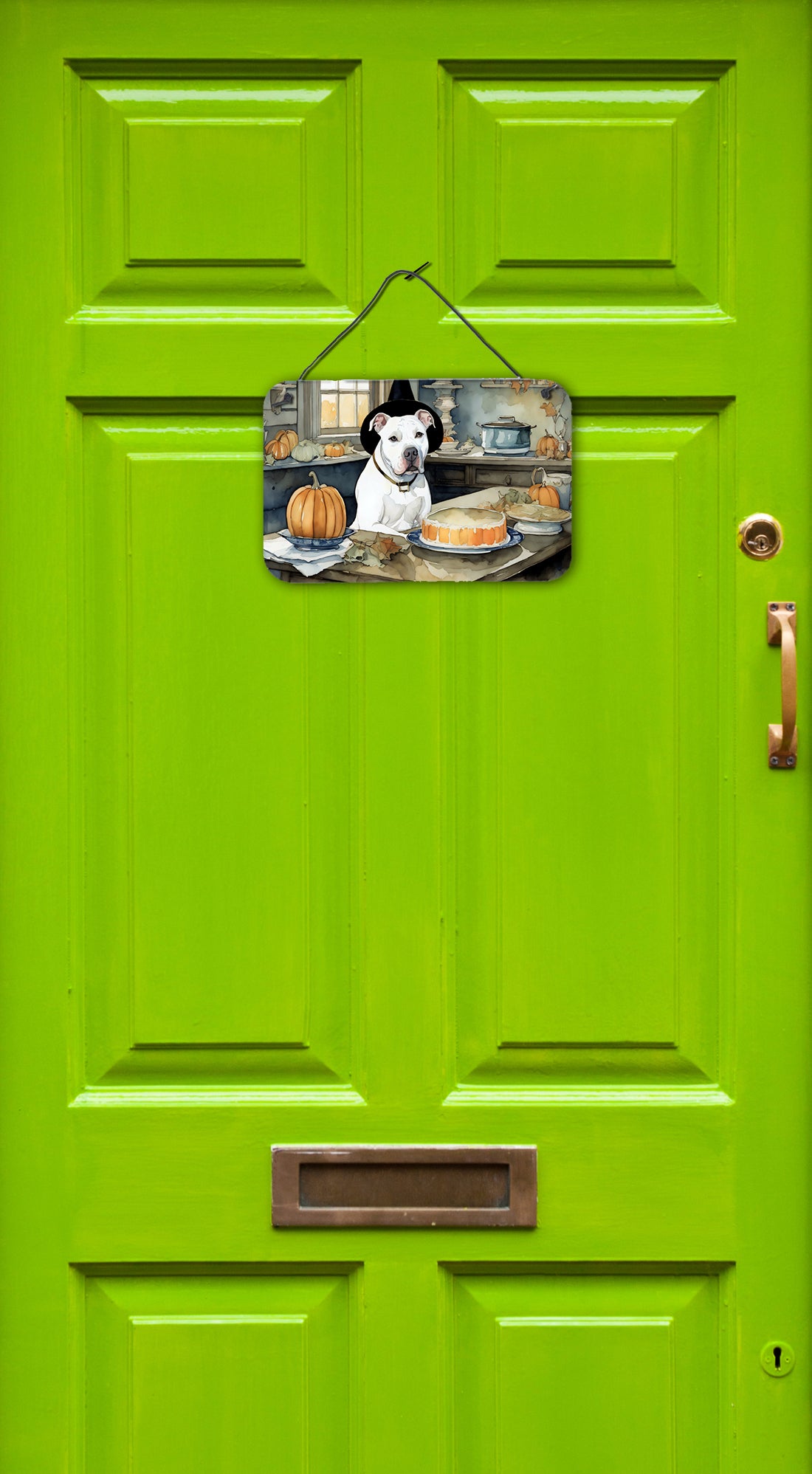 Pit Bull Terrier Fall Kitchen Pumpkins Wall or Door Hanging Prints