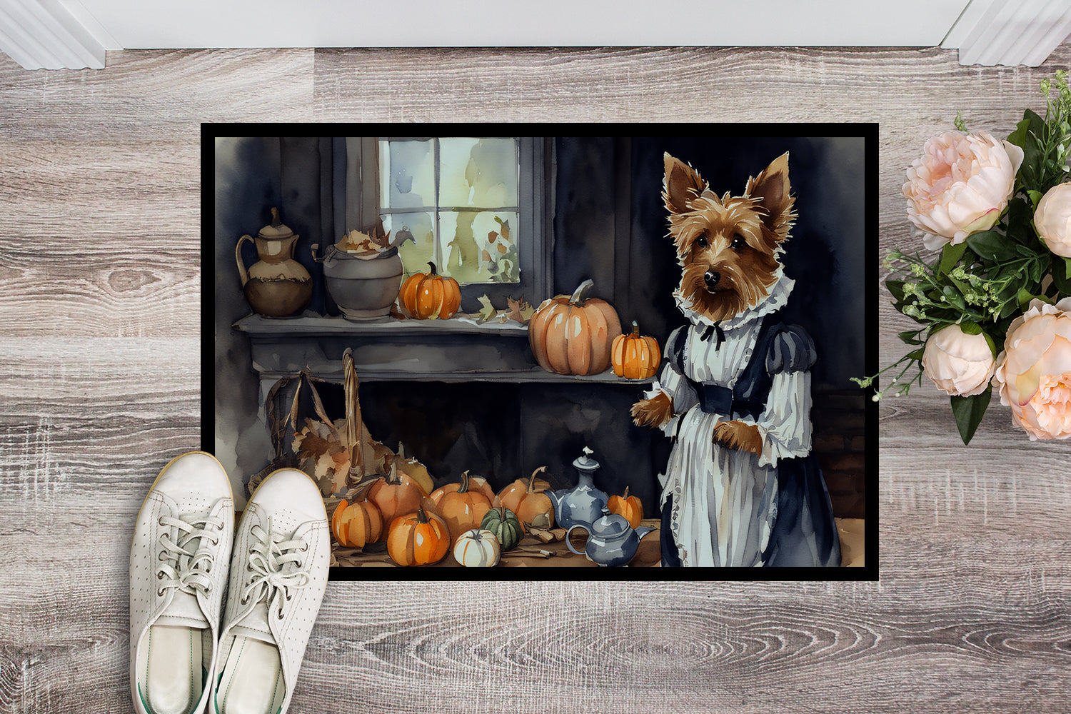 Buy this Australian Terrier Fall Kitchen Pumpkins Indoor or Outdoor Mat 24x36