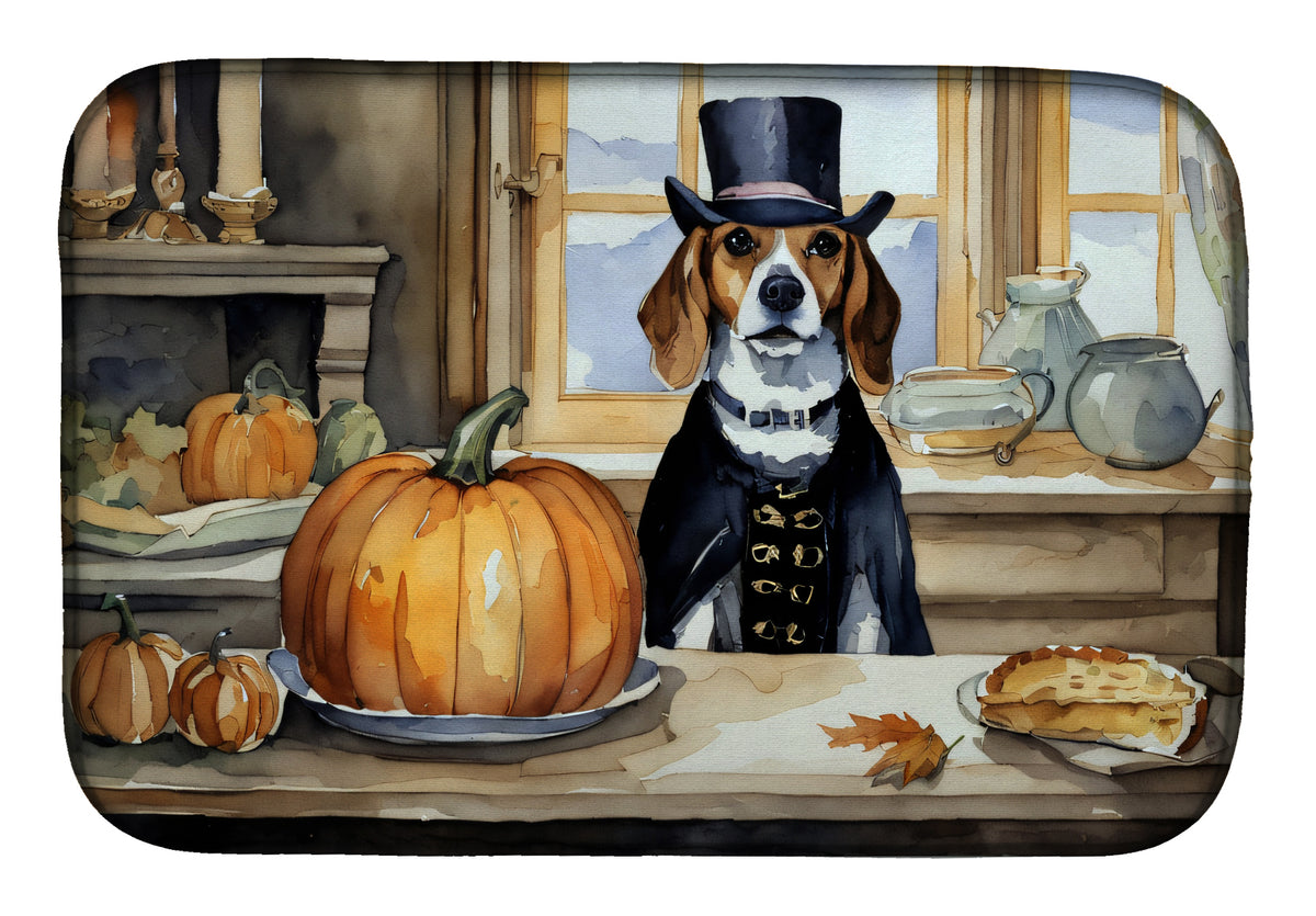 Buy this Beagle Fall Kitchen Pumpkins Dish Drying Mat