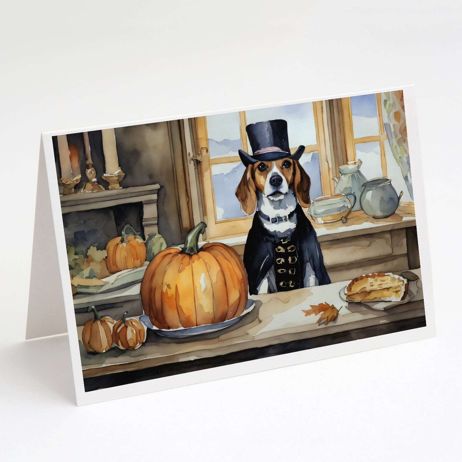 Buy this Beagle Fall Kitchen Pumpkins Greeting Cards and Envelopes Pack of 8