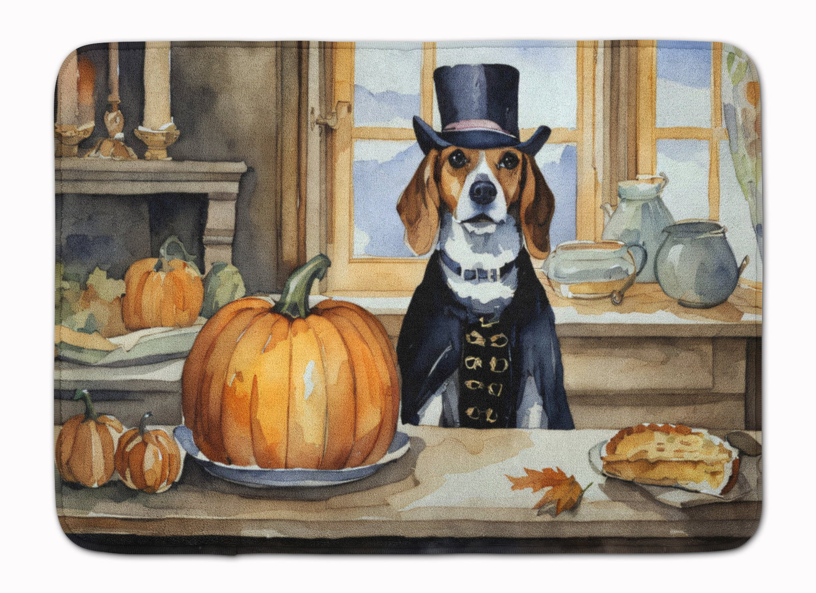 Buy this Beagle Fall Kitchen Pumpkins Memory Foam Kitchen Mat