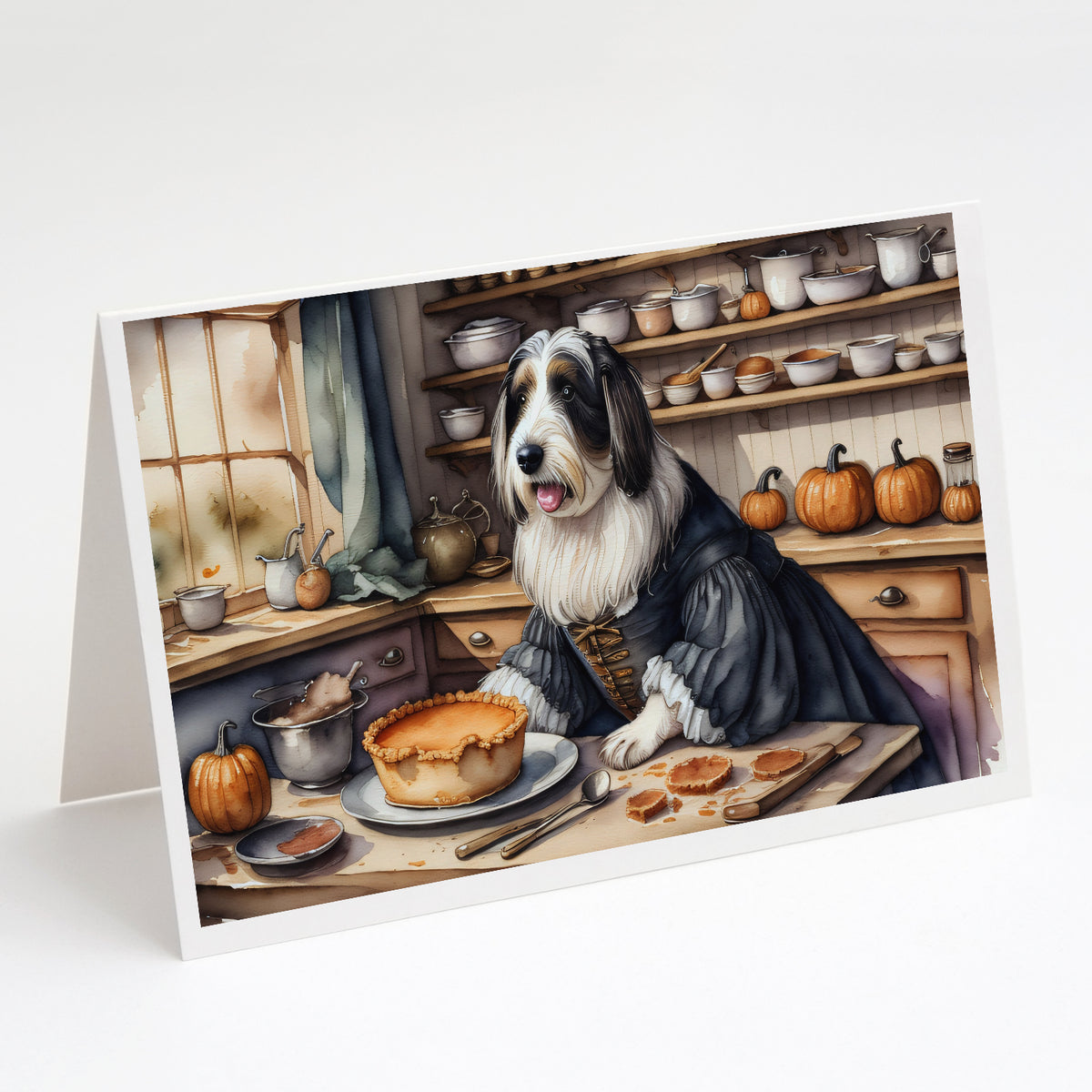 Buy this Bearded Collie Fall Kitchen Pumpkins Greeting Cards and Envelopes Pack of 8