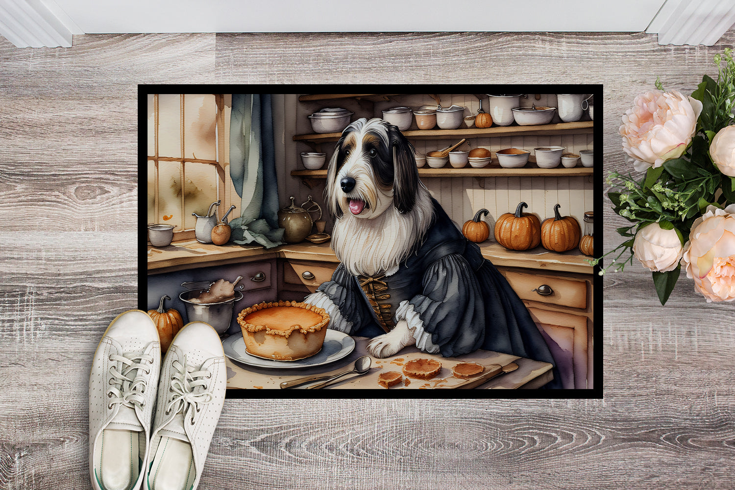 Buy this Bearded Collie Fall Kitchen Pumpkins Indoor or Outdoor Mat 24x36