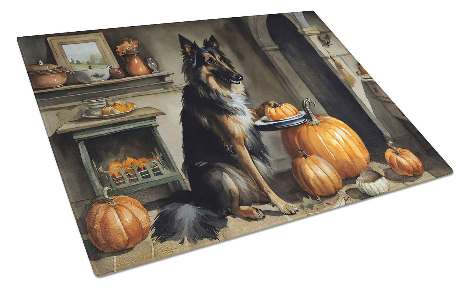 Caroline's Treasures Belgian Tervuren Fall Kitchen Pumpkins Glass Cutting Boards – Durable, Decorative Kitchen Art Large
