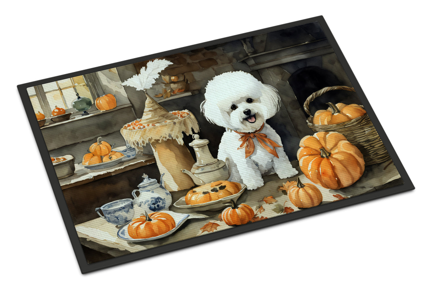 Buy this Bichon Frise Fall Kitchen Pumpkins Indoor or Outdoor Mat 24x36