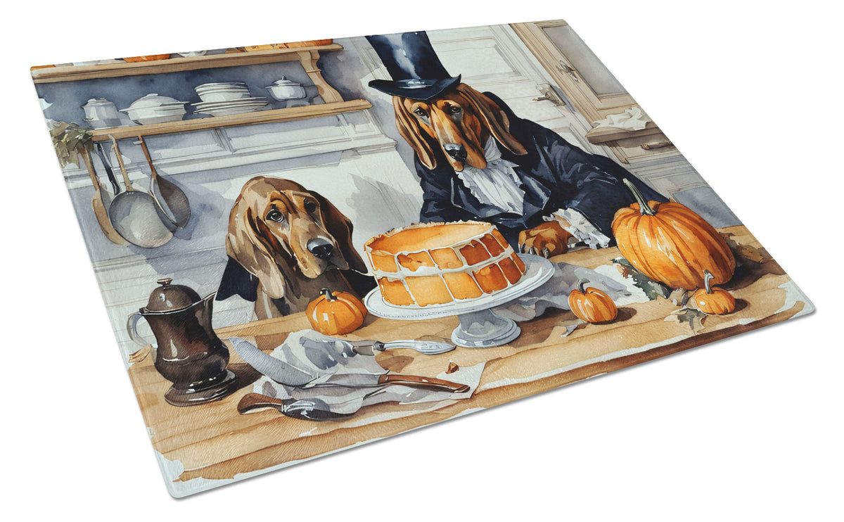 Buy this Bloodhound Fall Kitchen Pumpkins Glass Cutting Board Large