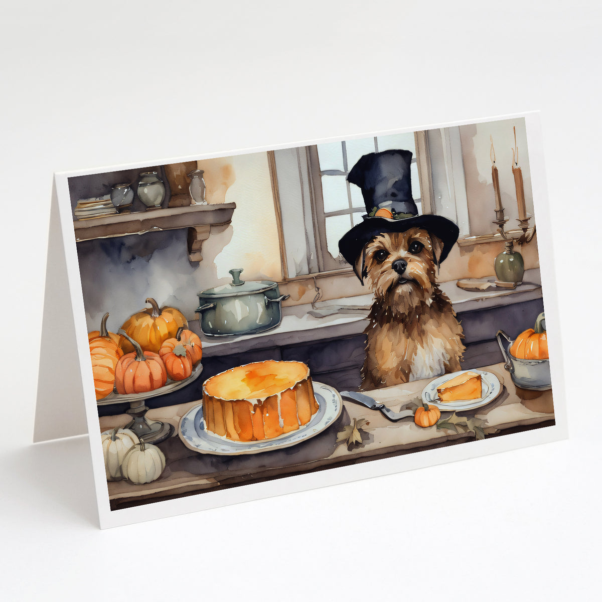 Buy this Border Terrier Fall Kitchen Pumpkins Greeting Cards and Envelopes Pack of 8