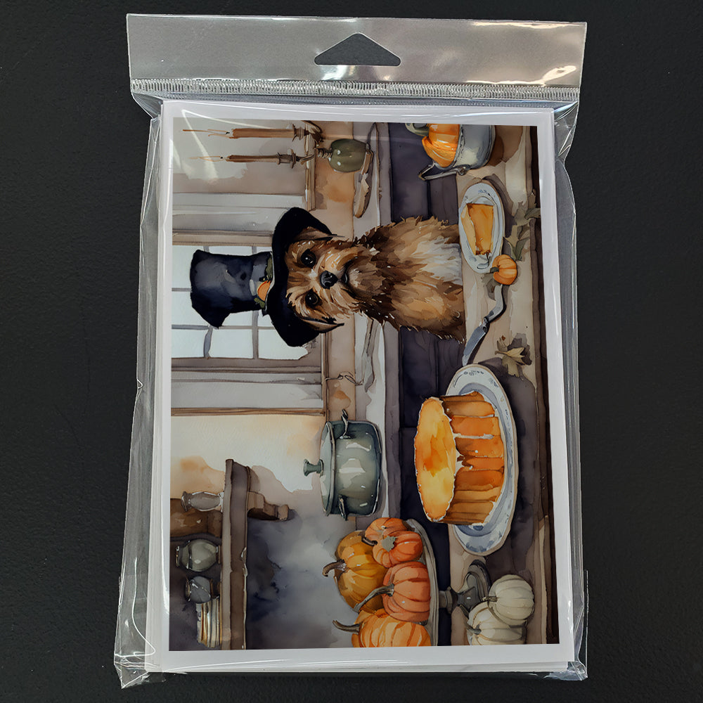 Border Terrier Fall Kitchen Pumpkins Greeting Cards and Envelopes Pack of 8