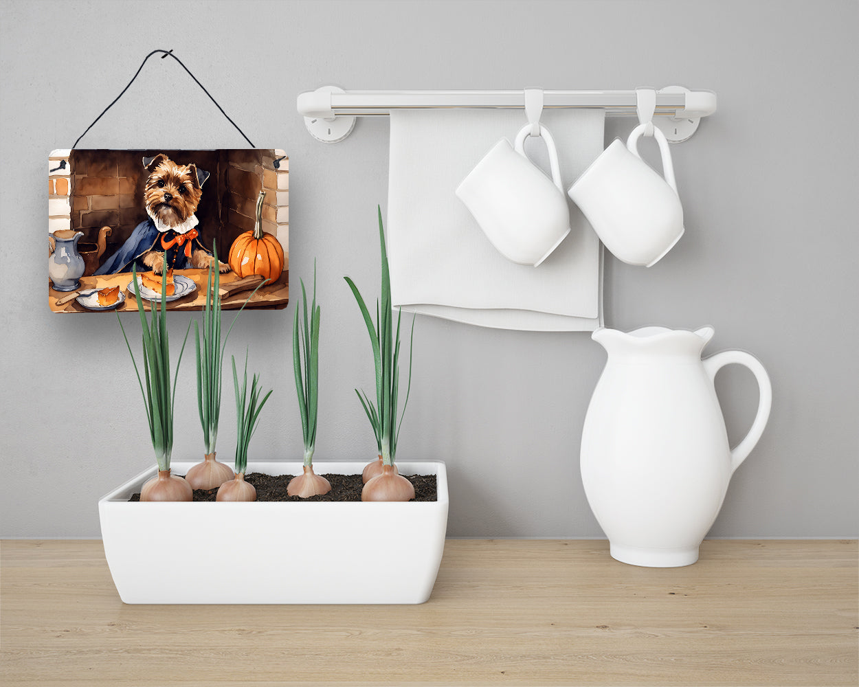 Border Terrier Fall Kitchen Pumpkins Wall or Door Hanging Prints