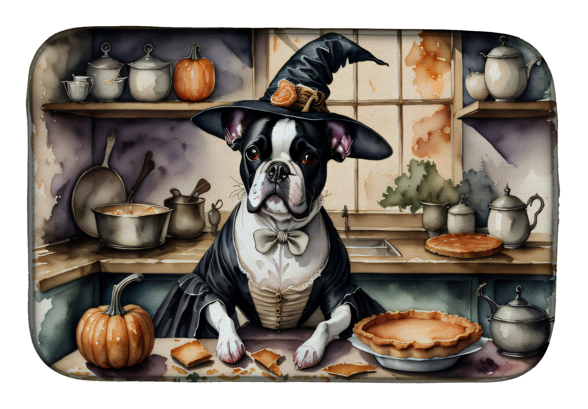 Buy this Boston Terrier Fall Kitchen Pumpkins Dish Drying Mat