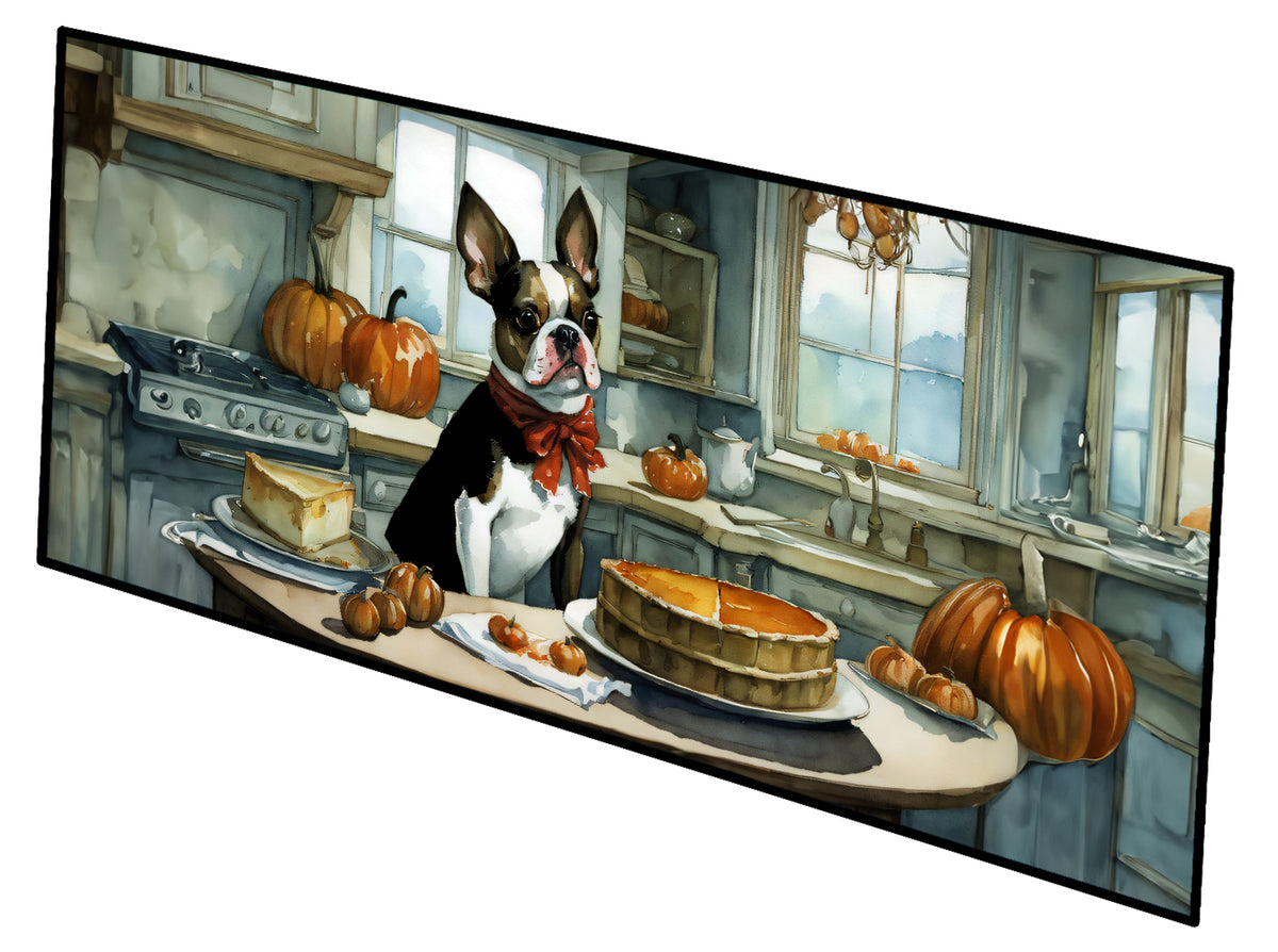 Buy this Boston Terrier Fall Kitchen Pumpkins Runner Mat 28x58