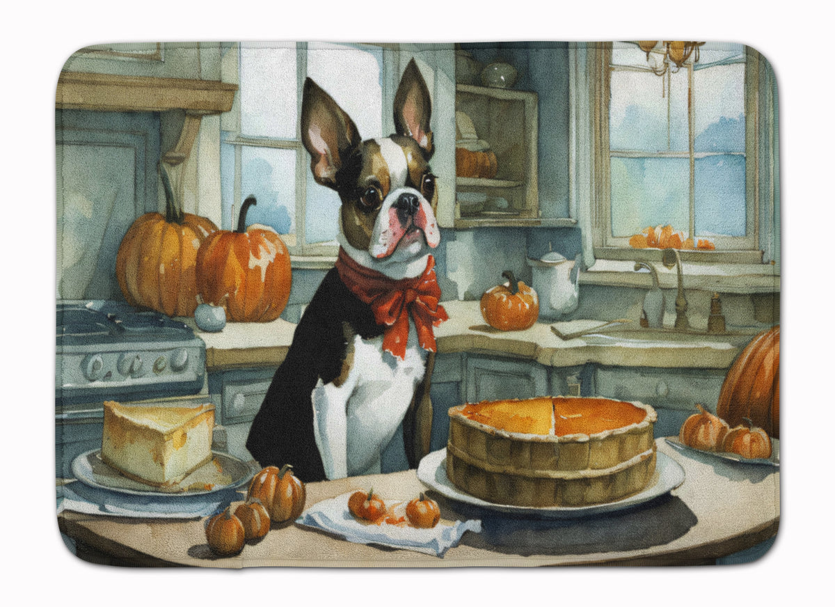 Buy this Boston Terrier Fall Kitchen Pumpkins Memory Foam Kitchen Mat