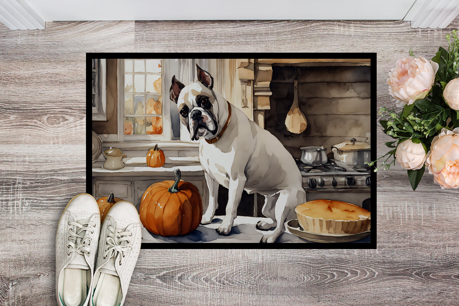 Buy this Boxer Fall Kitchen Pumpkins Doormat 18x27