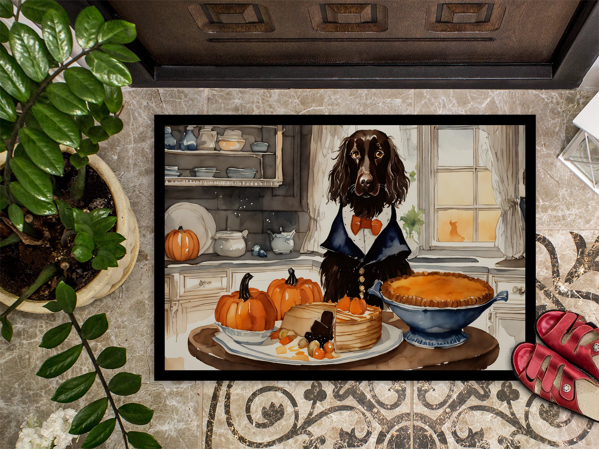 Boykin Spaniel Fall Kitchen Pumpkins Doormat 18x27
