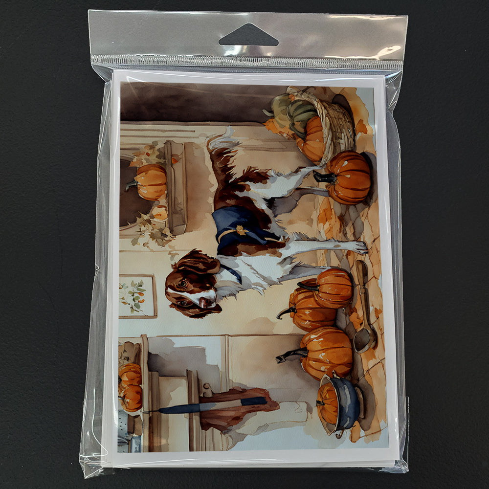 Brittany Fall Kitchen Pumpkins Greeting Cards and Envelopes Pack of 8
