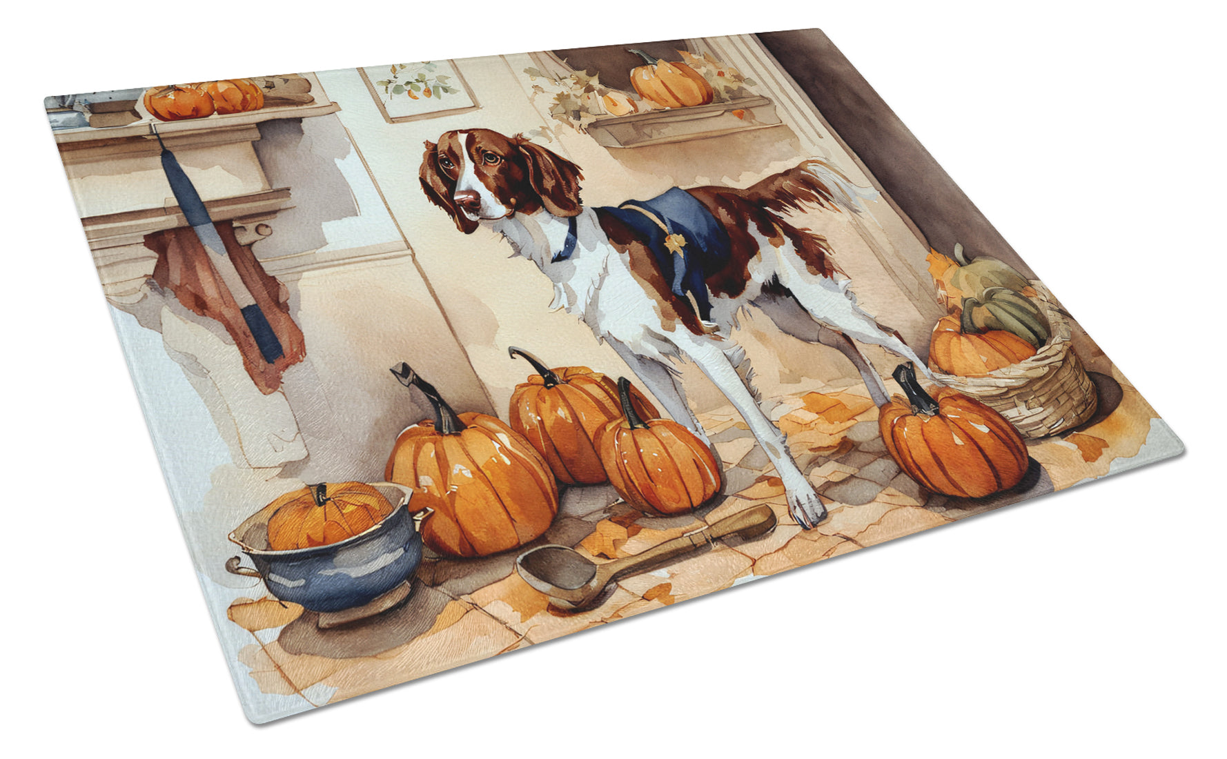Buy this Brittany Fall Kitchen Pumpkins Glass Cutting Board Large