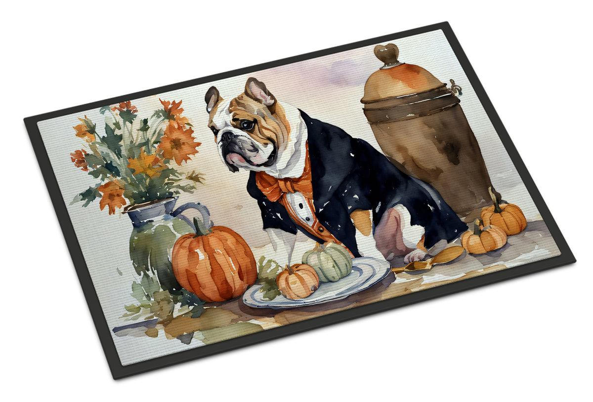 Buy this English Bulldog Fall Kitchen Pumpkins Indoor or Outdoor Mat 24x36