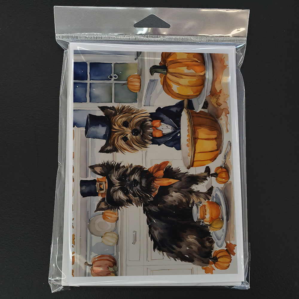 Cairn Terrier Fall Kitchen Pumpkins Greeting Cards and Envelopes Pack of 8
