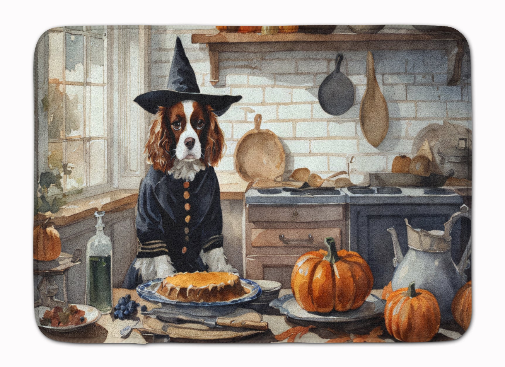 Buy this Cavalier Spaniel Fall Kitchen Pumpkins Memory Foam Kitchen Mat