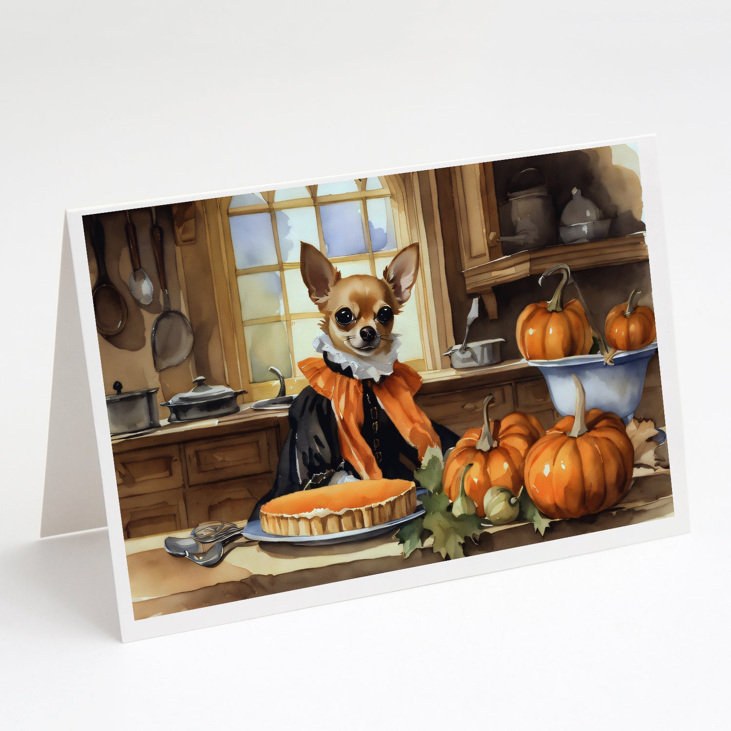 Buy this Chihuahua Fall Kitchen Pumpkins Greeting Cards and Envelopes Pack of 8