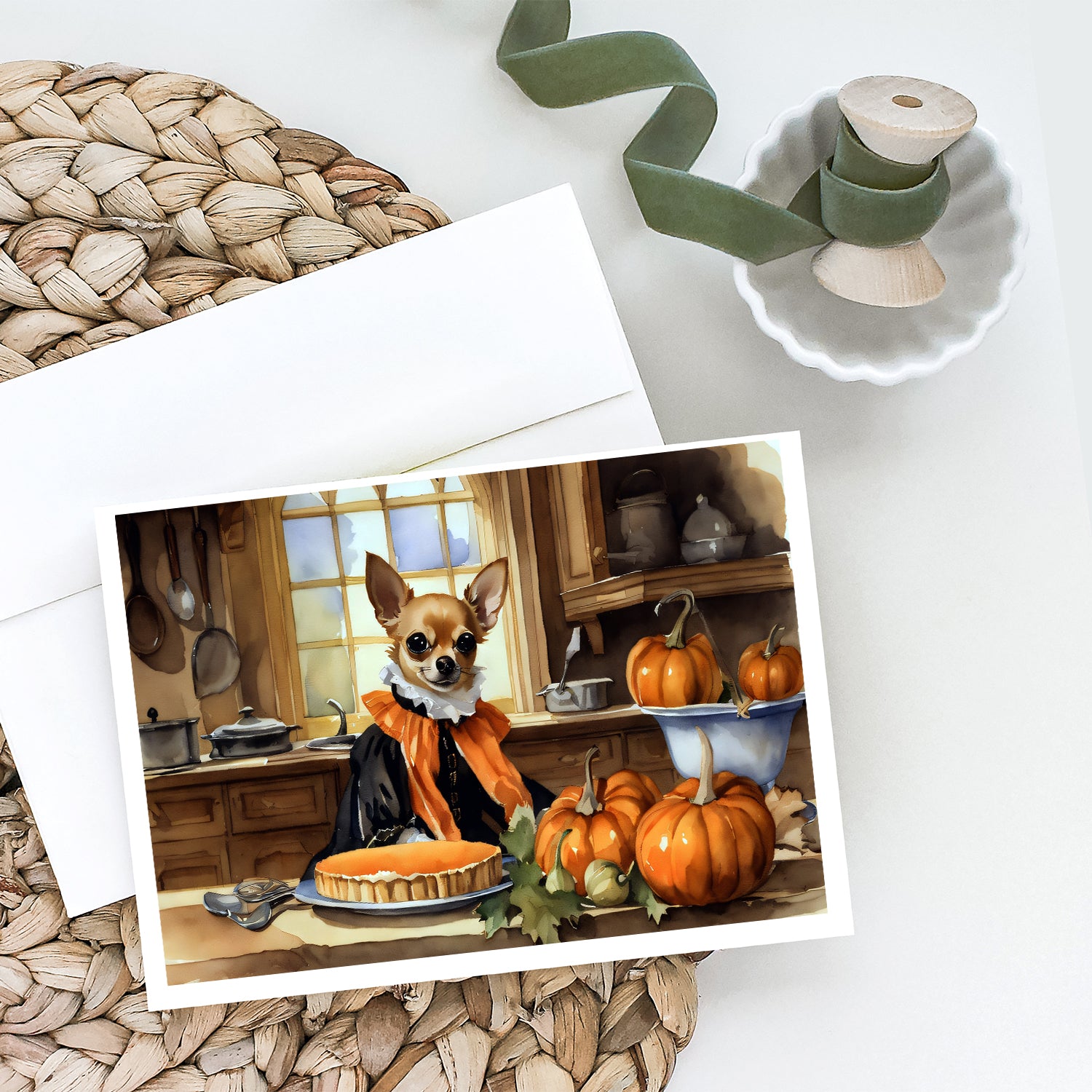 Buy this Chihuahua Fall Kitchen Pumpkins Greeting Cards and Envelopes Pack of 8