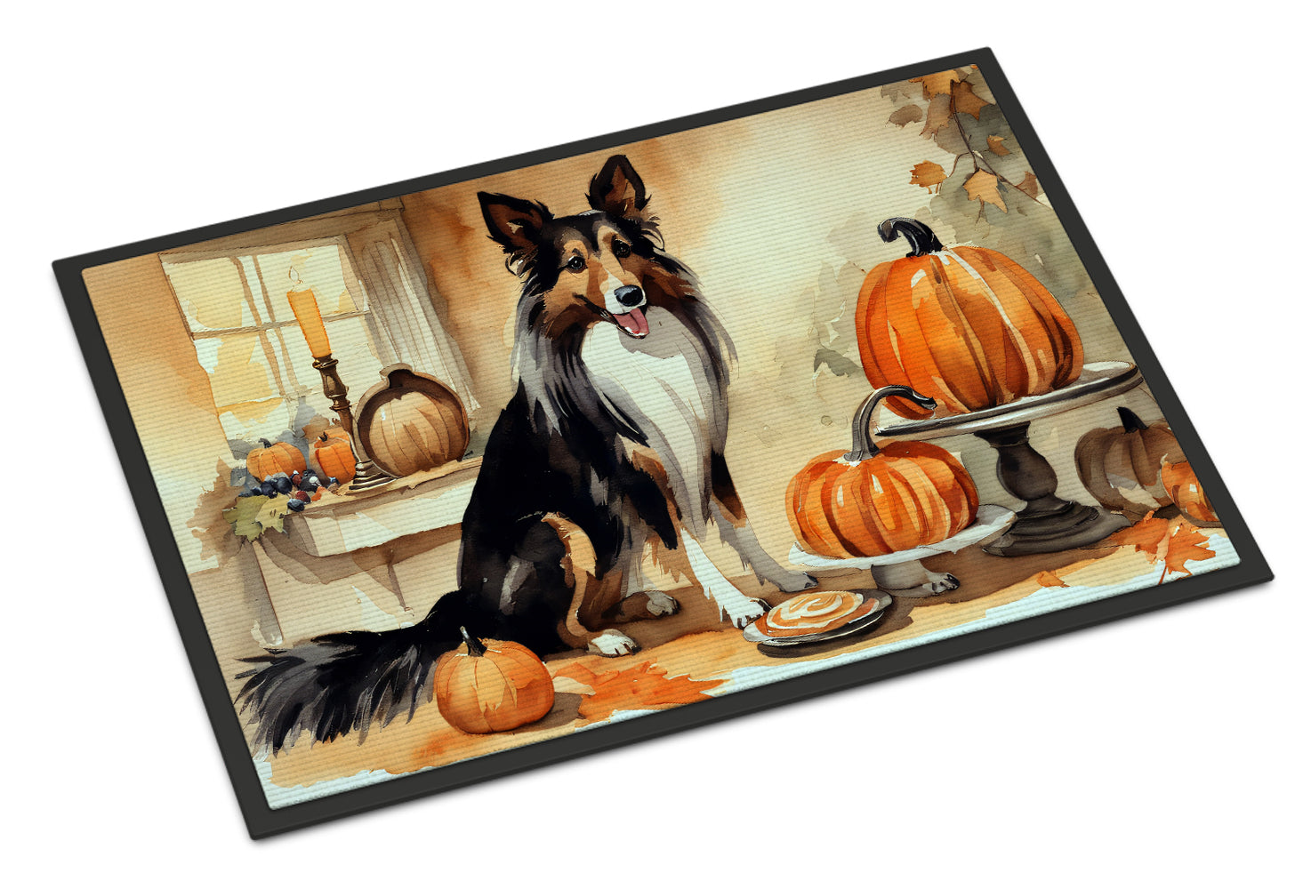 Buy this Collie Fall Kitchen Pumpkins Doormat 18x27