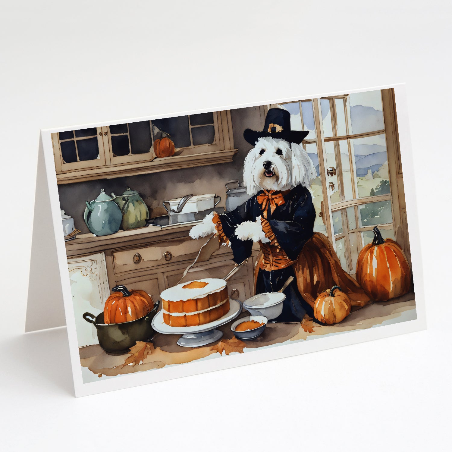 Buy this Coton De Tulear Fall Kitchen Pumpkins Greeting Cards and Envelopes Pack of 8
