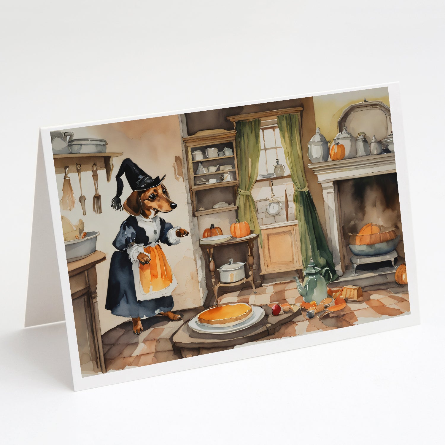 Buy this Dachshund Fall Kitchen Pumpkins Greeting Cards and Envelopes Pack of 8