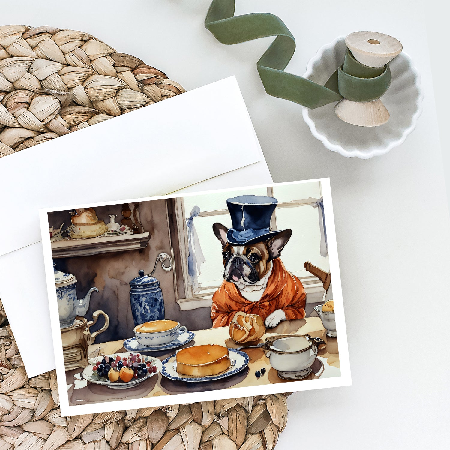 Buy this French Bulldog Fall Kitchen Pumpkins Greeting Cards and Envelopes Pack of 8