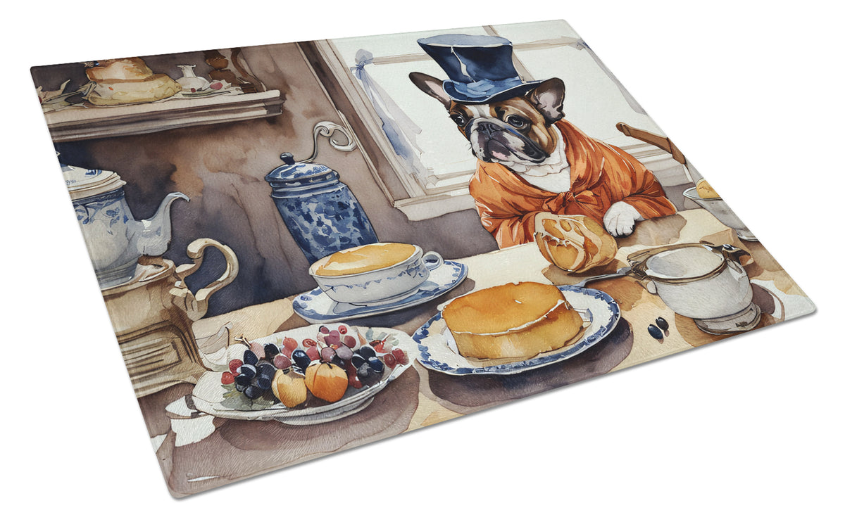 Buy this French Bulldog Fall Kitchen Pumpkins Glass Cutting Board Large