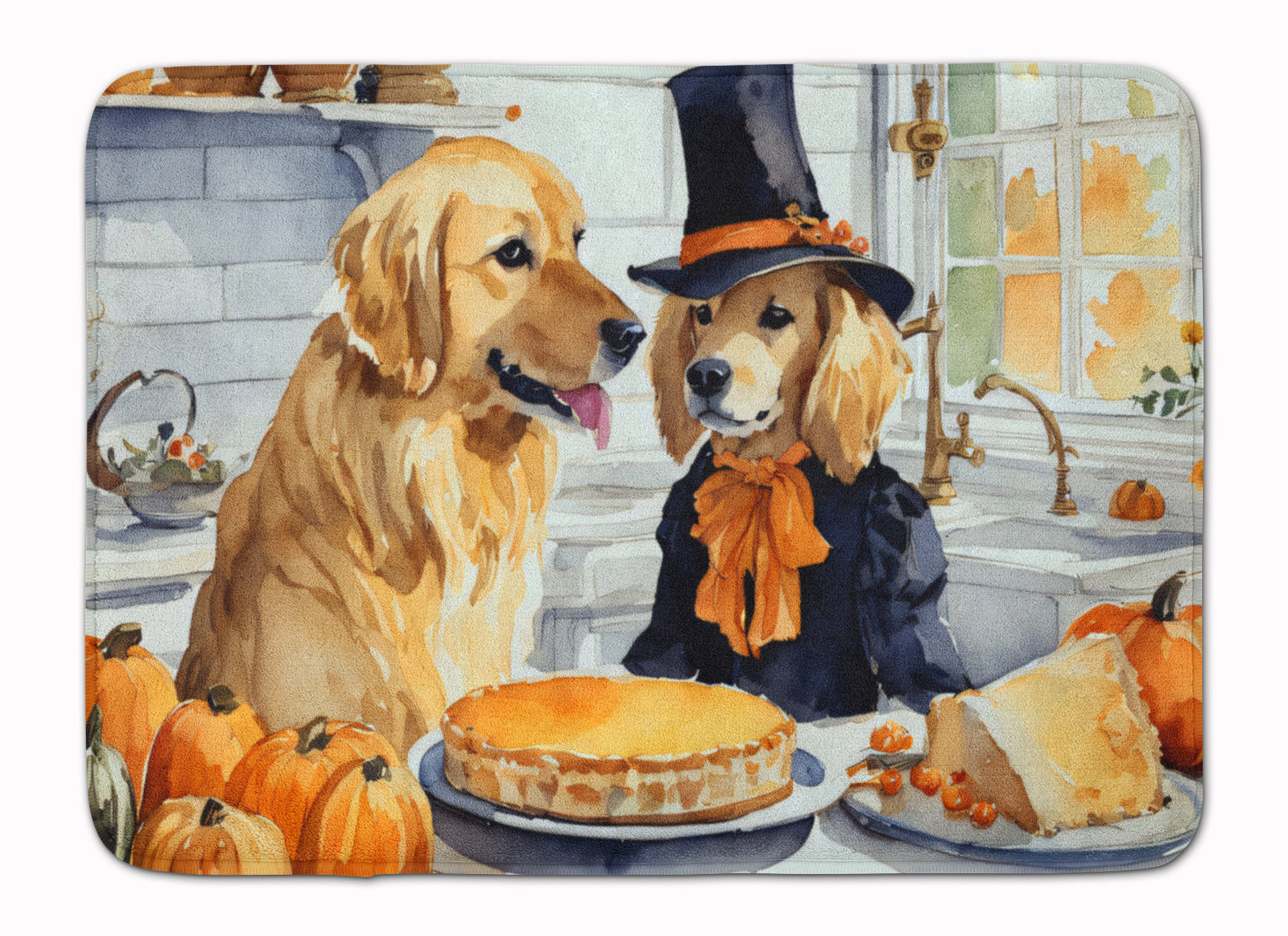 Buy this Golden Retriever Fall Kitchen Pumpkins Memory Foam Kitchen Mat