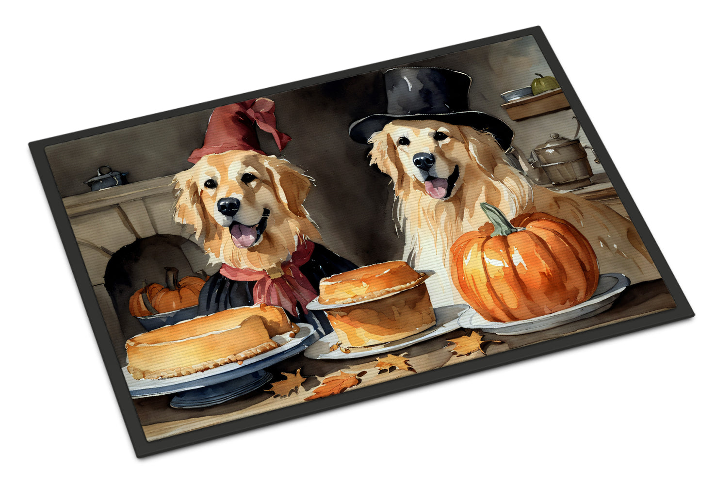 Buy this Golden Retriever Fall Kitchen Pumpkins Doormat 18x27