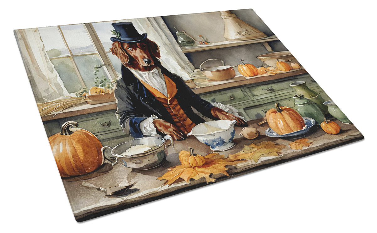 Buy this Irish Setter Fall Kitchen Pumpkins Glass Cutting Board Large