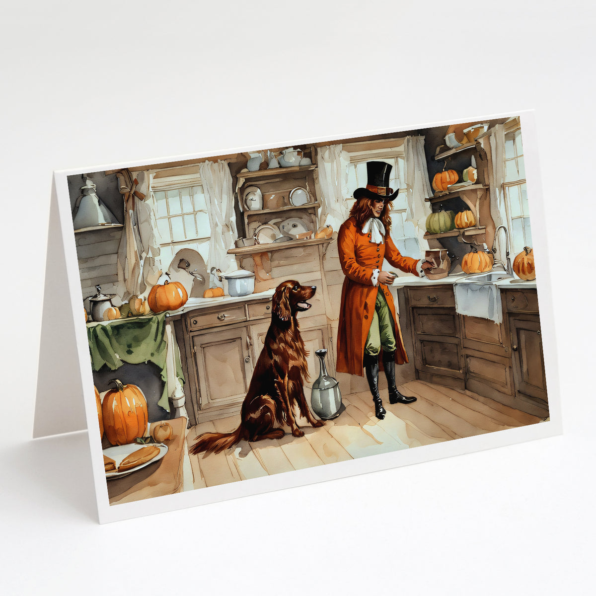 Buy this Irish Setter Fall Kitchen Pumpkins Greeting Cards and Envelopes Pack of 8